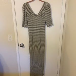 Beaded grey stripped dress